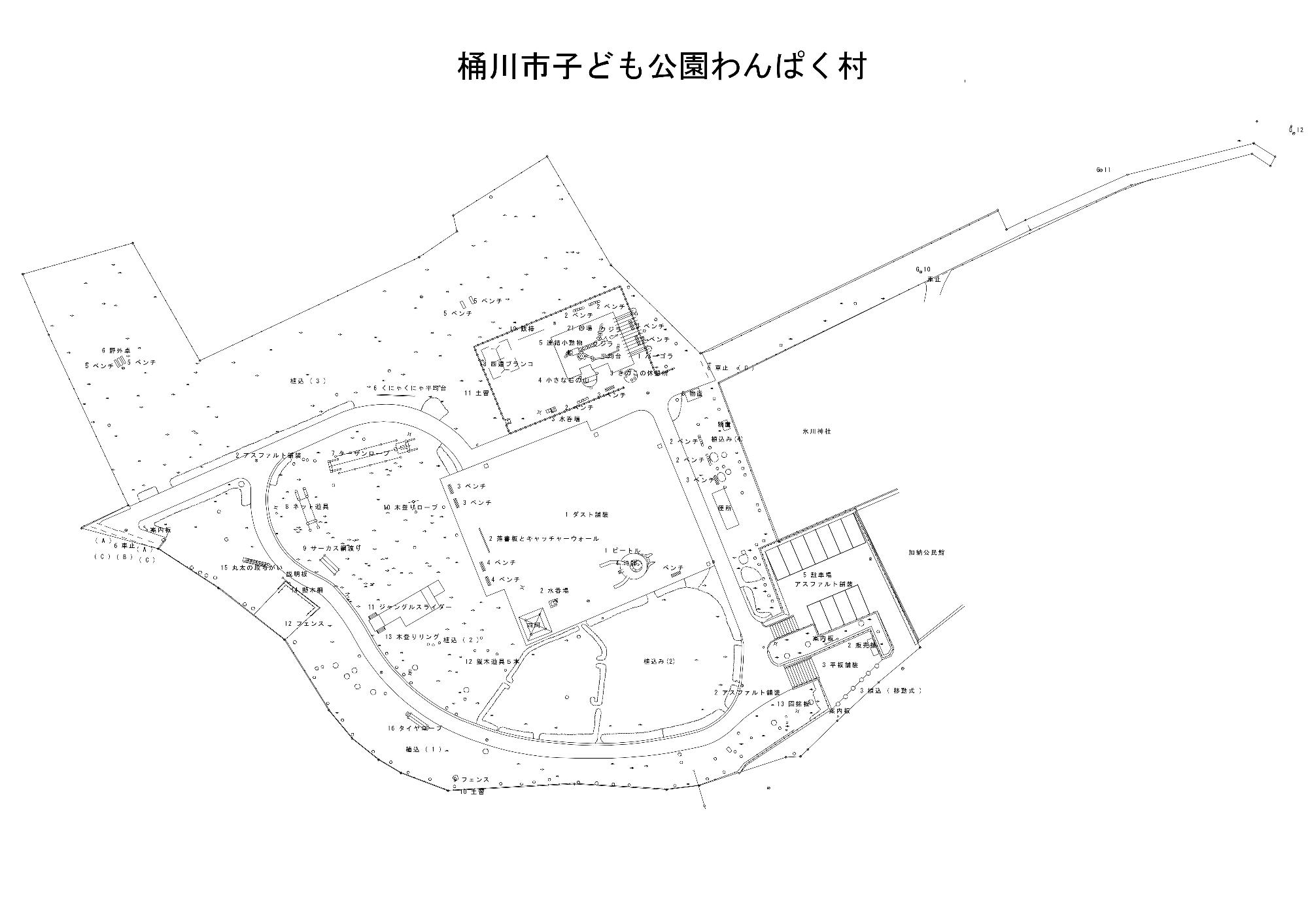 桶川市子ども公園わんぱく村平面図