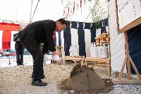 埼玉県央広域消防本部桶川消防西分署の新築移転工事の起工式様子。