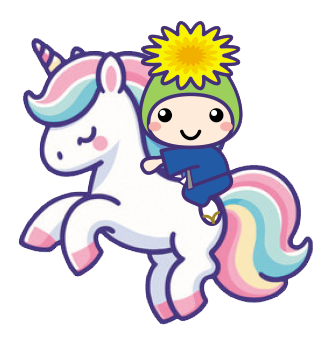 ユニコーンに乗るオケちゃんのイラスト