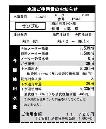 水道ご使用量のお知らせ