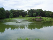 城山公園の大池と噴水の写真