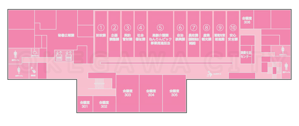 市役所3階のフロアマップ